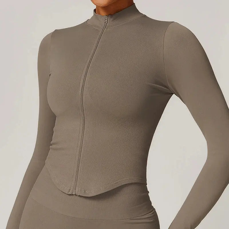 Autumn Running Zipper Workout Jacket Women Long Sleeve Sportswear Gym Top Female Quick-Dry Yoga Clothing Sport Coat