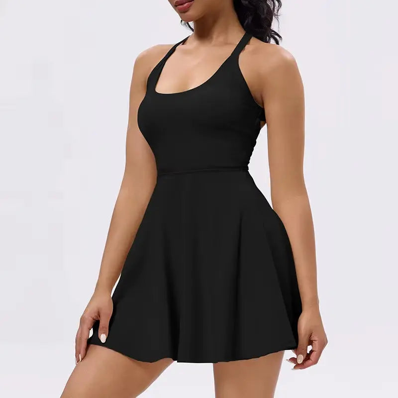 Tennis Dress with Shorts Badminton Clothing 2025 Golf Wear Dress with Shorts underneath Workout Outfit 1Pc Padded Sport Dress