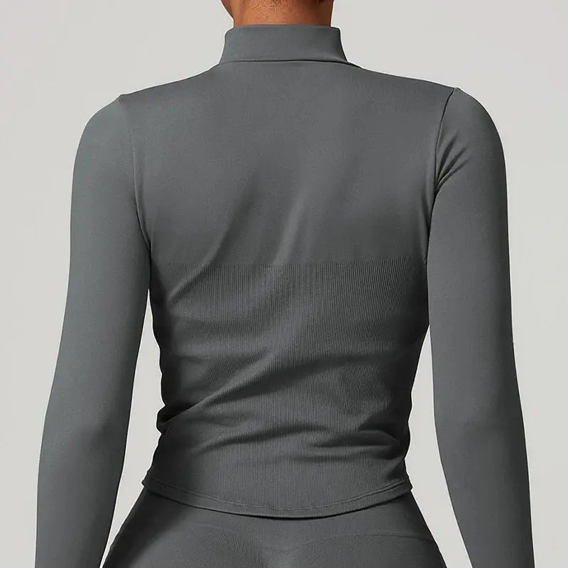 Autumn Running Zipper Workout Jacket Women Long Sleeve Sportswear Gym Top Female Quick-Dry Yoga Clothing Sport Coat