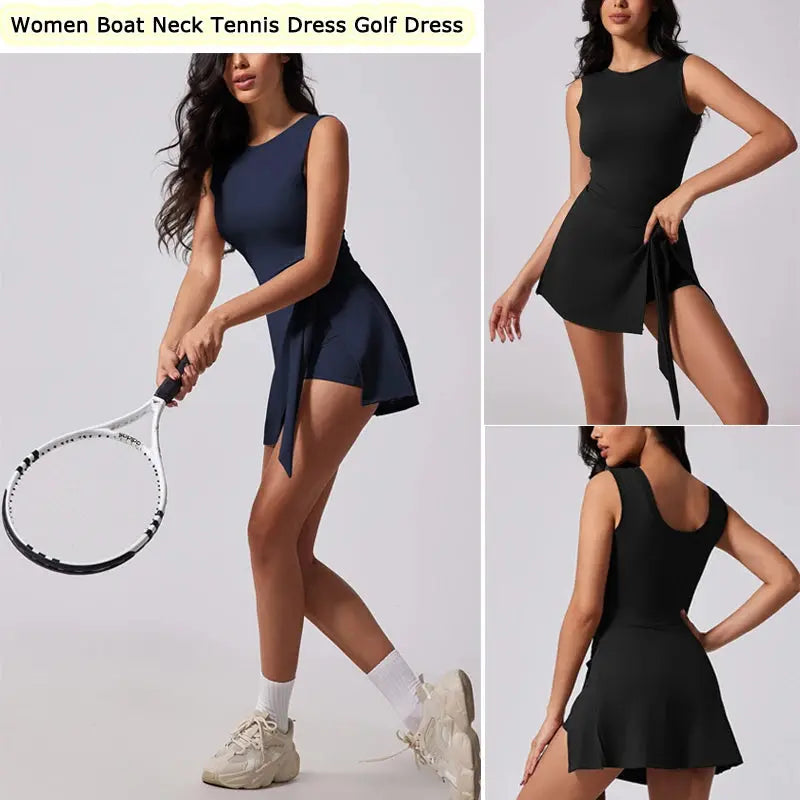 Tennis Dress with Boat Neck - Mirèlle