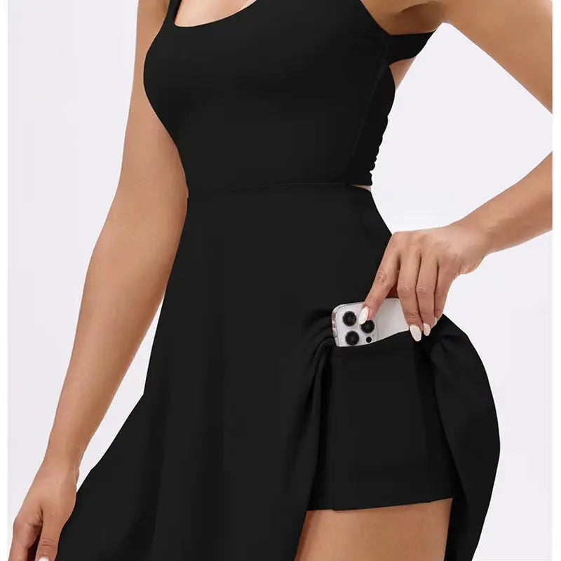 Tennis Dress with Shorts Badminton Clothing 2025 Golf Wear Dress with Shorts underneath Workout Outfit 1Pc Padded Sport Dress