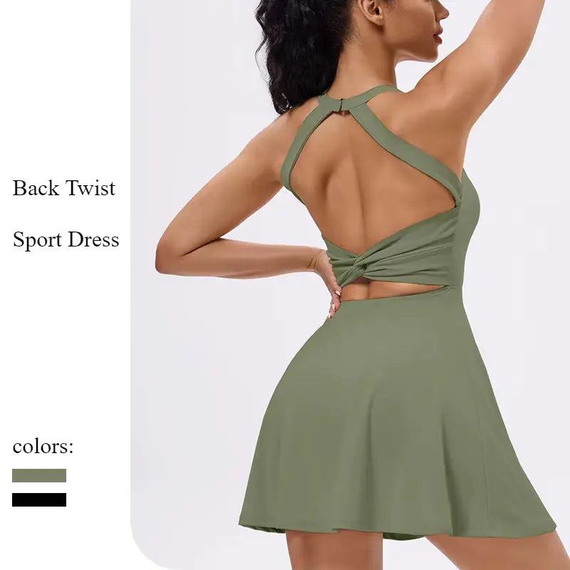Tennis Dress with Shorts Badminton Clothing 2025 Golf Wear Dress with Shorts underneath Workout Outfit 1Pc Padded Sport Dress
