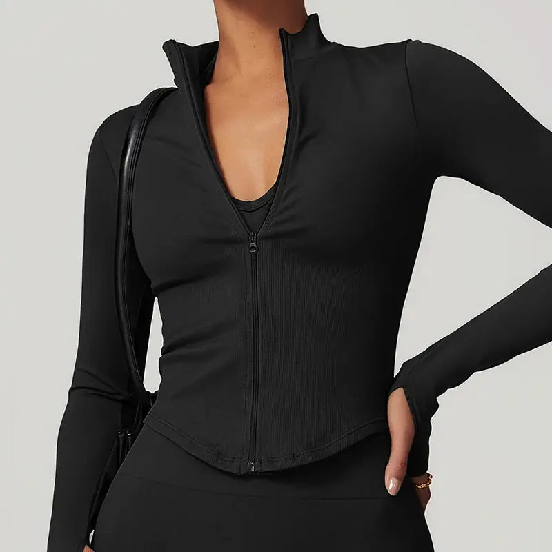 Autumn Running Zipper Workout Jacket Women Long Sleeve Sportswear Gym Top Female Quick-Dry Yoga Clothing Sport Coat